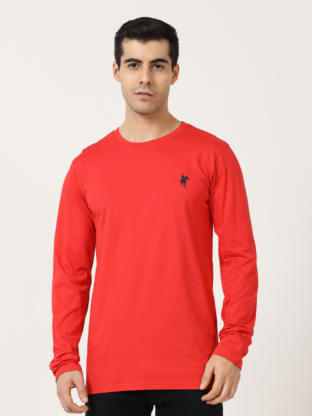 

Masculino Latino Plus Round Neck Cotton T-shirt, Red