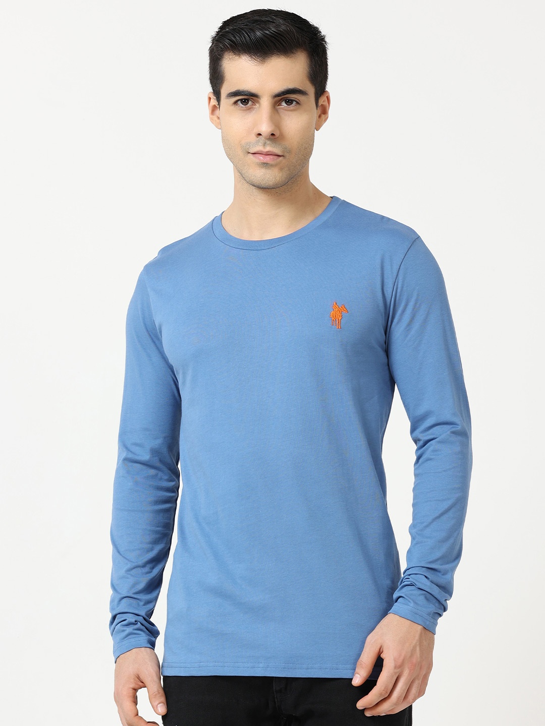 

Masculino Latino Plus Round Neck Cotton T-shirt, Blue