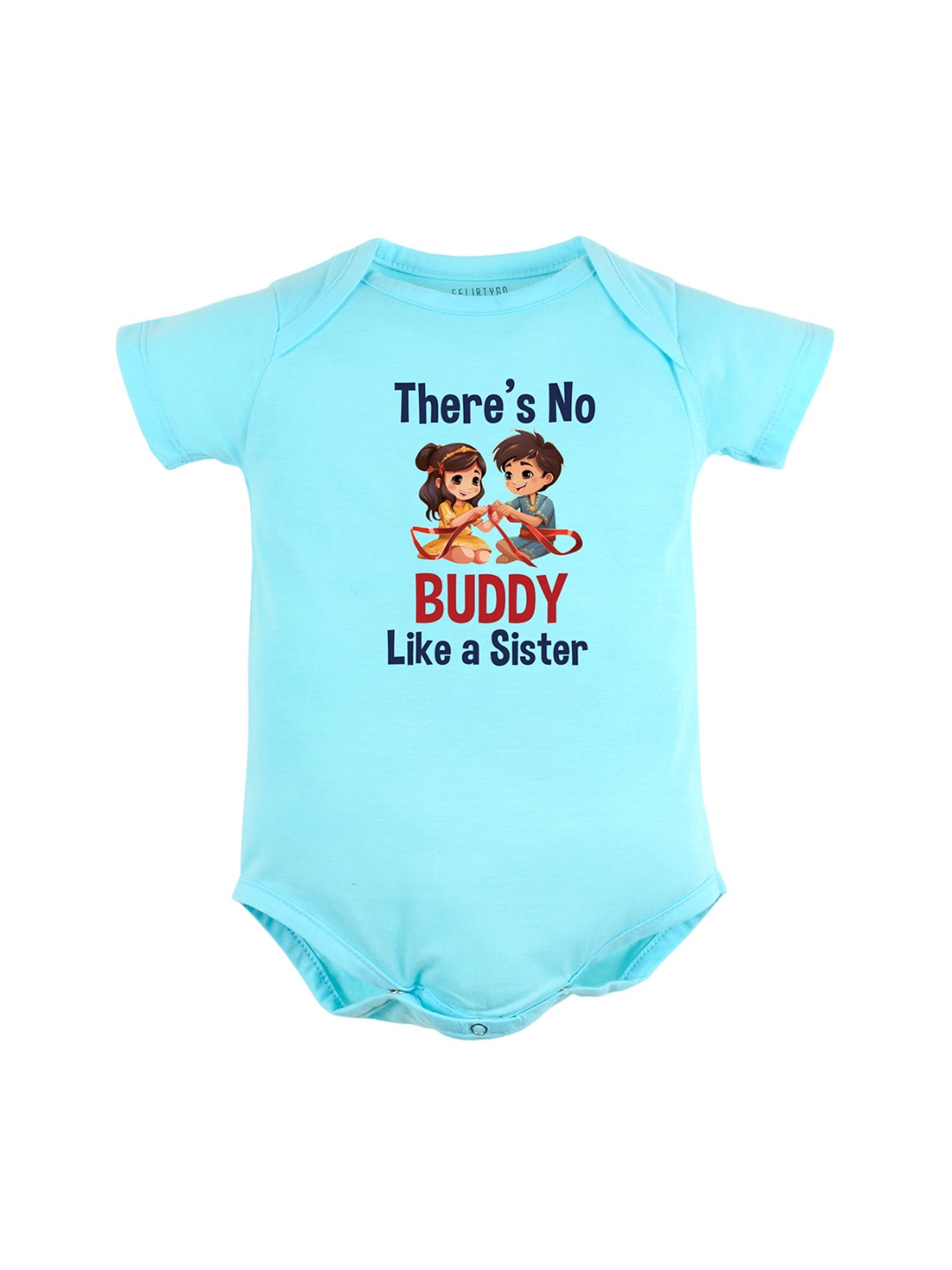 

FFLIRTYGO Infants Kids Typography Printed Pure Cotton Bodysuit, Turquoise blue