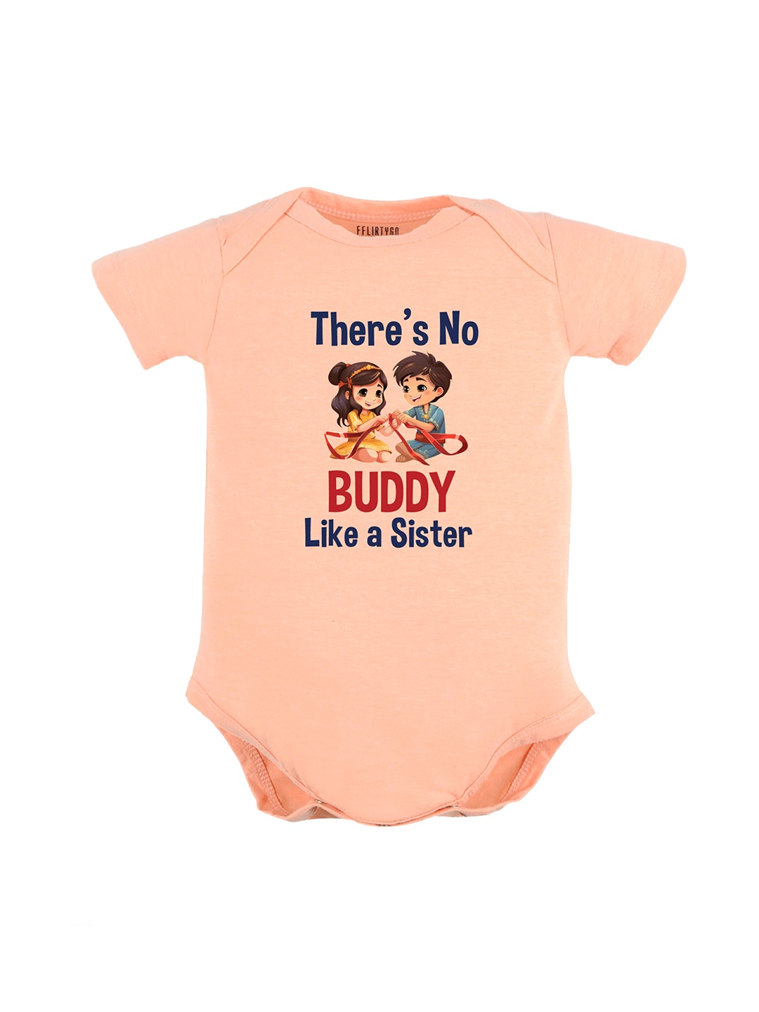 

FFLIRTYGO Infants Typography Printed Cotton Bodysuit, Peach