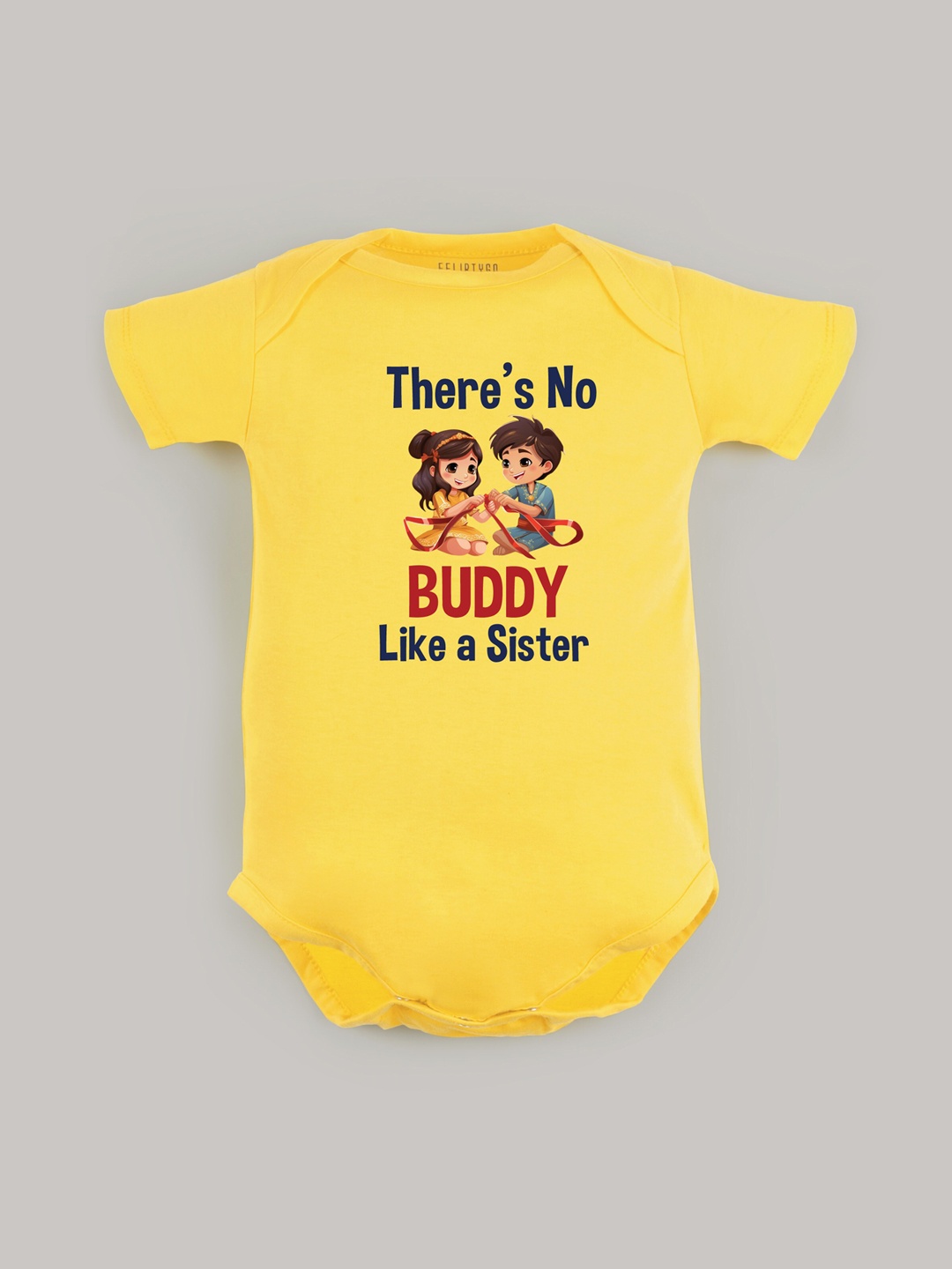 

FFLIRTYGO Kids Typography Printed Pure Cotton Bodysuit, Yellow