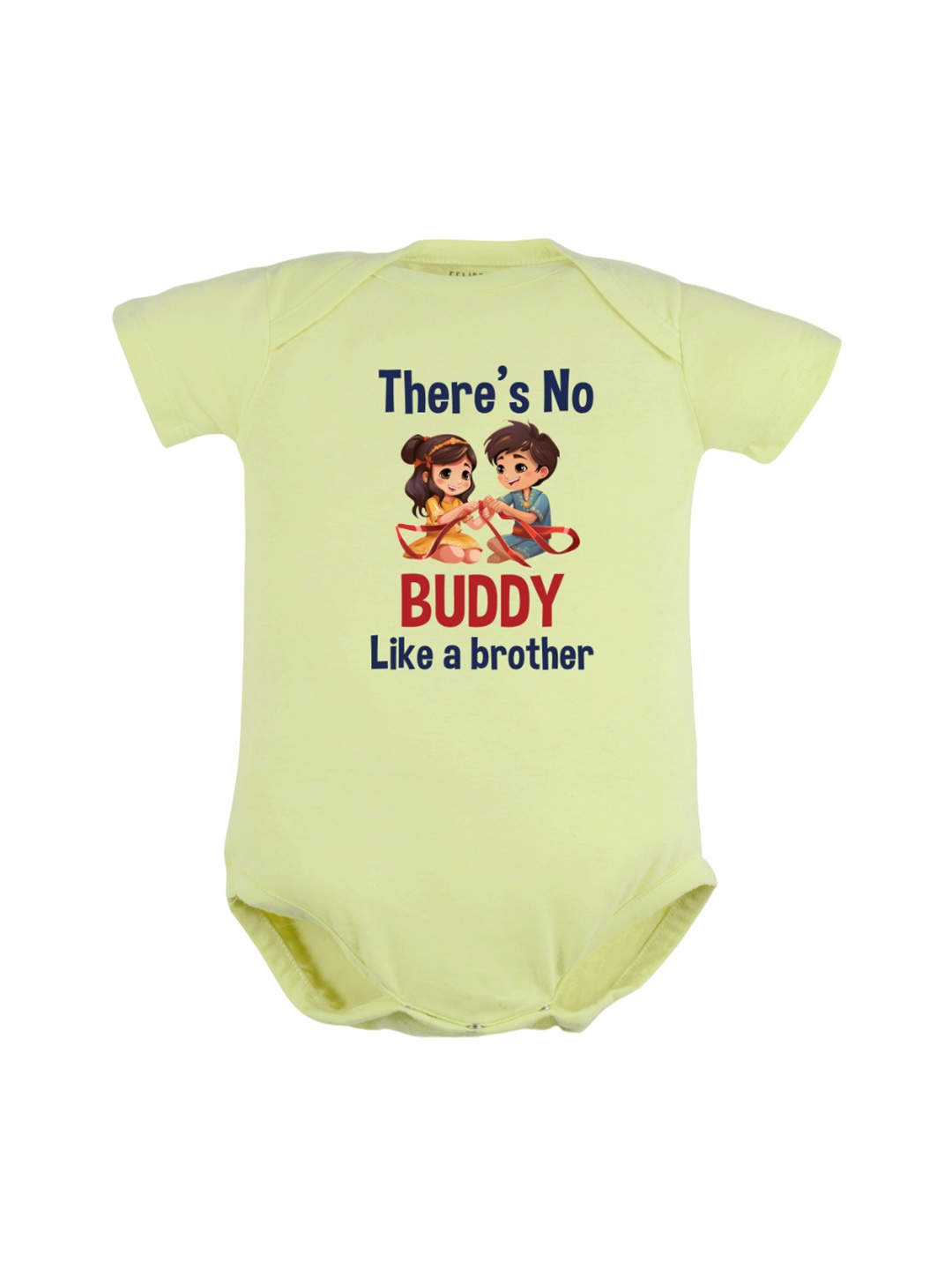 

FFLIRTYGO Infant Kids Typography Printed Pure Cotton Rakhi Special Bodysuit, Green