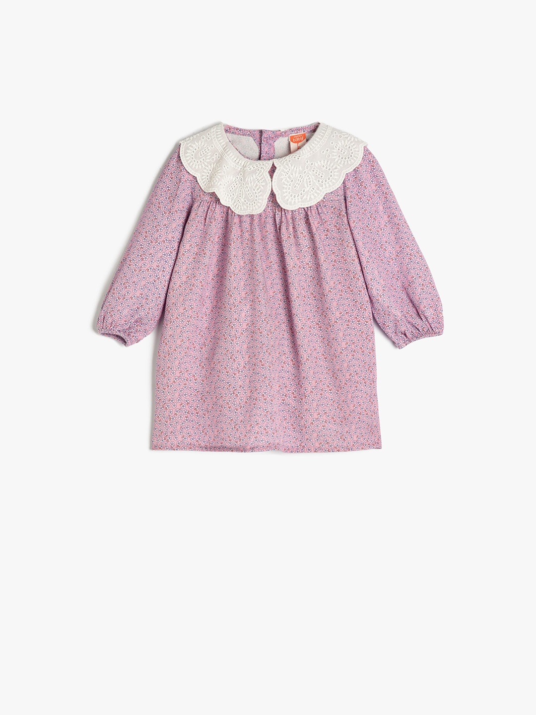 

Koton Girls Floral Printed Peter Pan Collar Gathered A-Line Dress, Pink