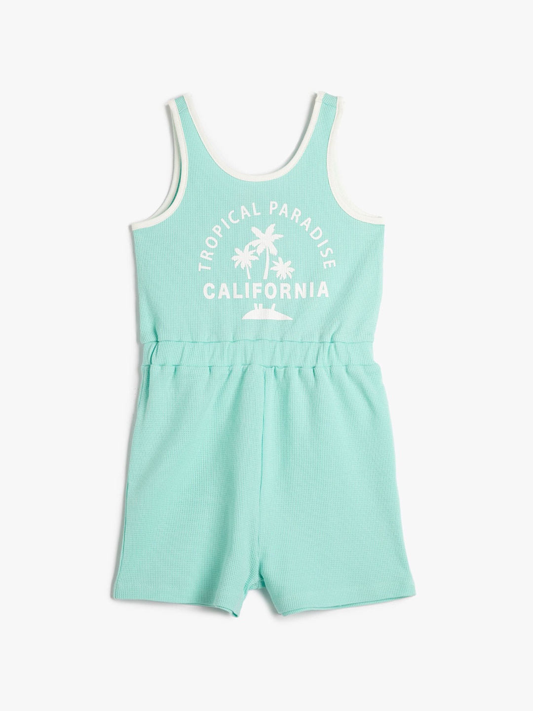 

Koton Girls Typography Printed Jumpsuit, Turquoise blue