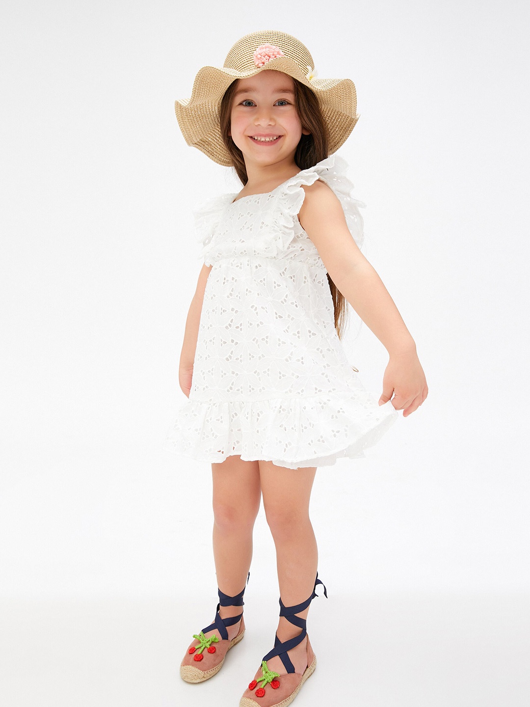 

Koton Girls Ruffles Detail A-Line Dress, White
