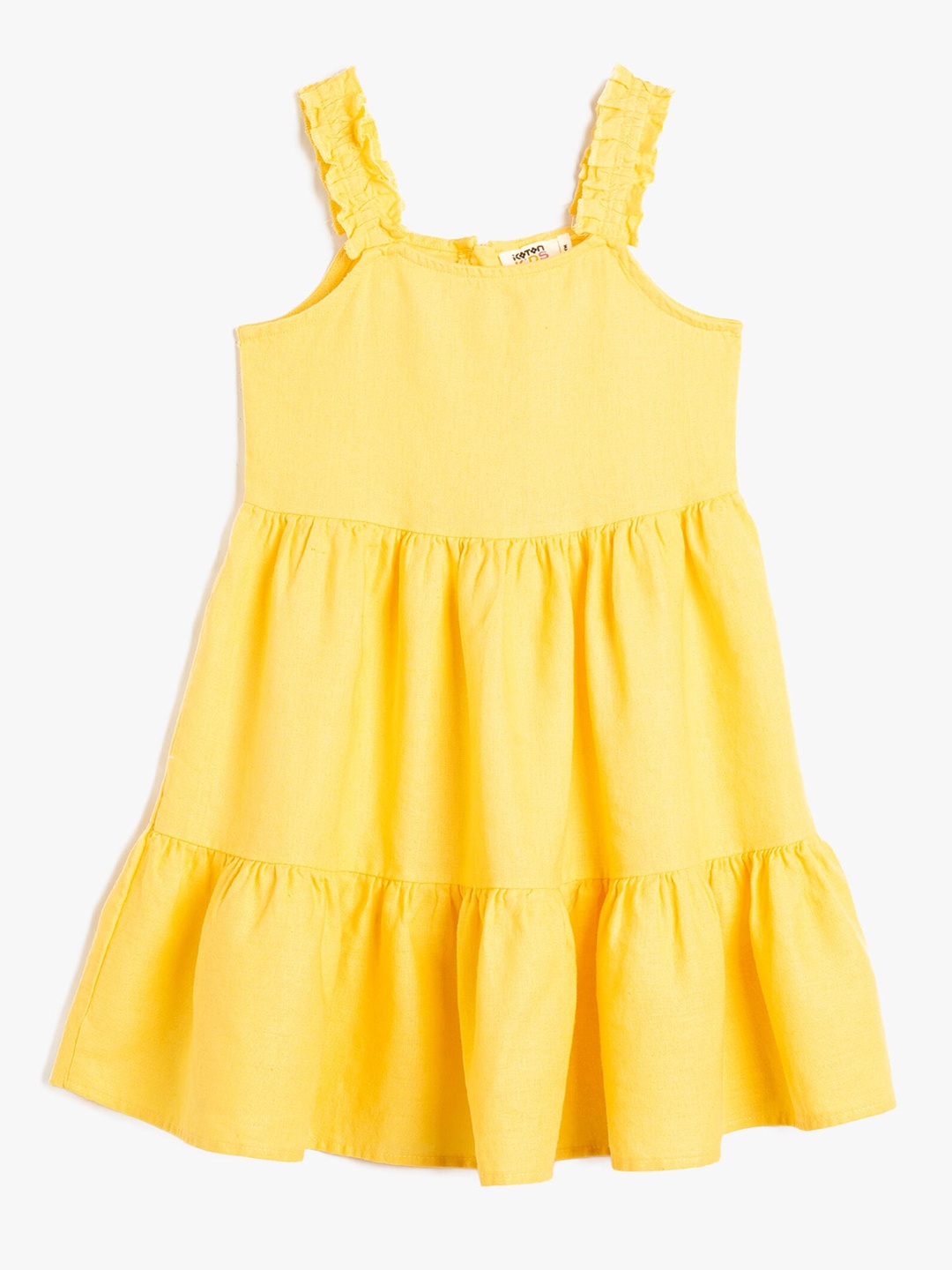 

Koton Girls Shoulder Strap Sleeveless Gathered A-Line Dress, Yellow