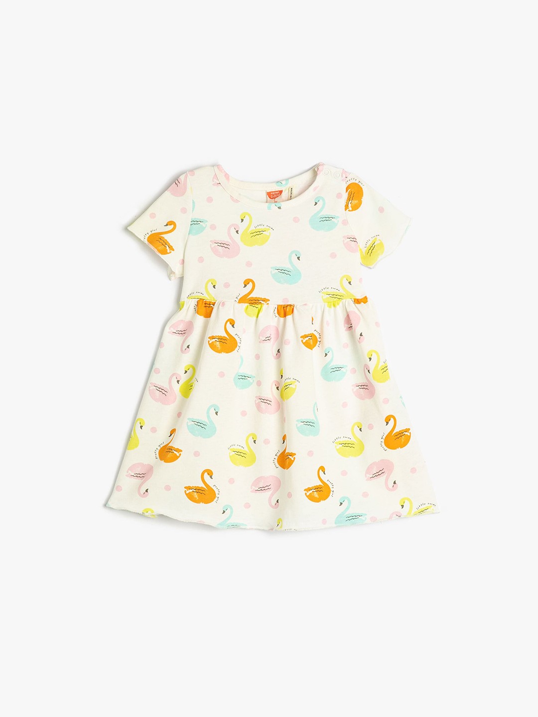 

Koton Girls Conversational Printed Pure Cotton Fit & Flare Dress, Beige