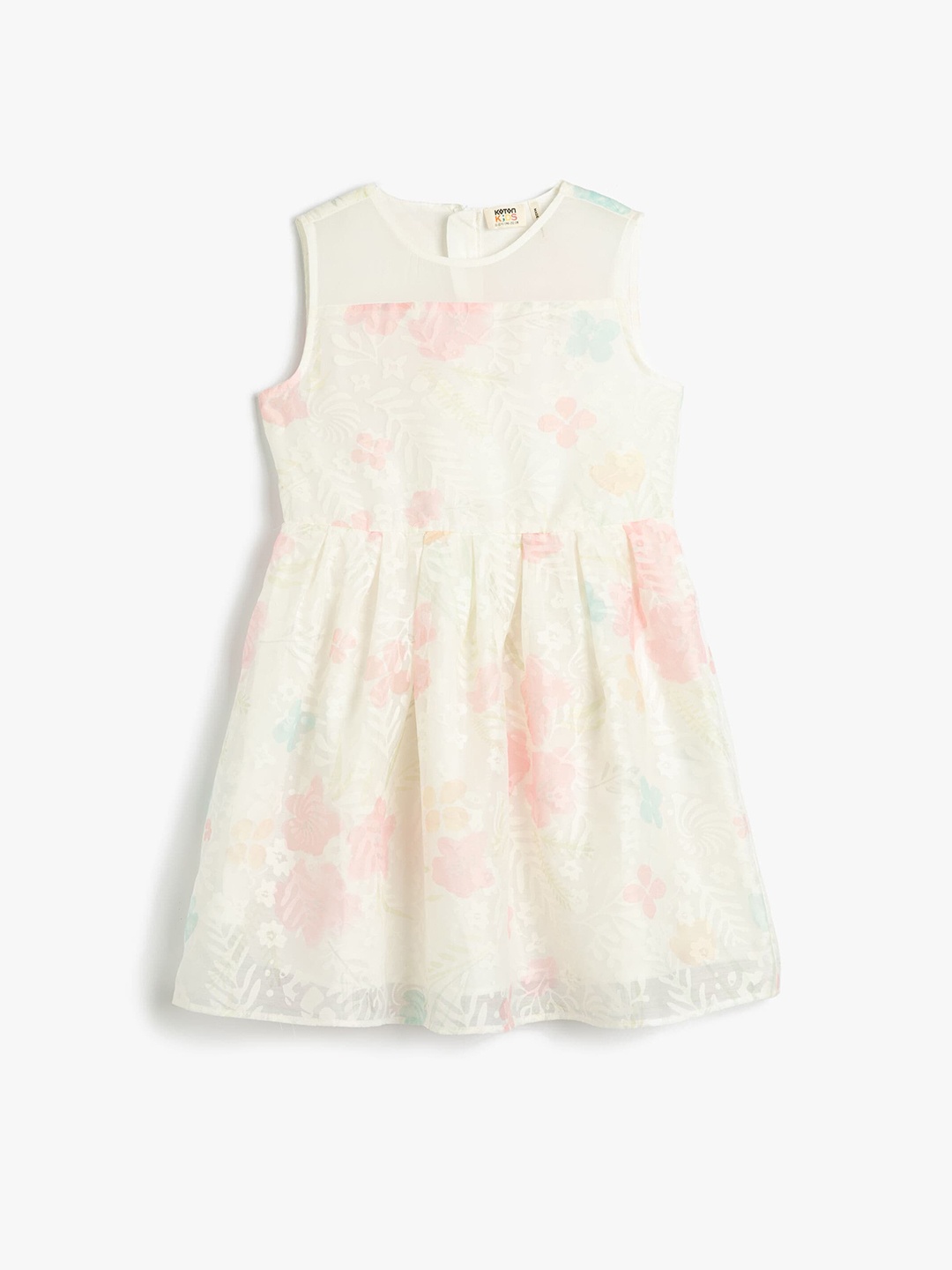 

Koton Girls Self Designed Round Neck Sleeveless Fit & Flare Dress, White