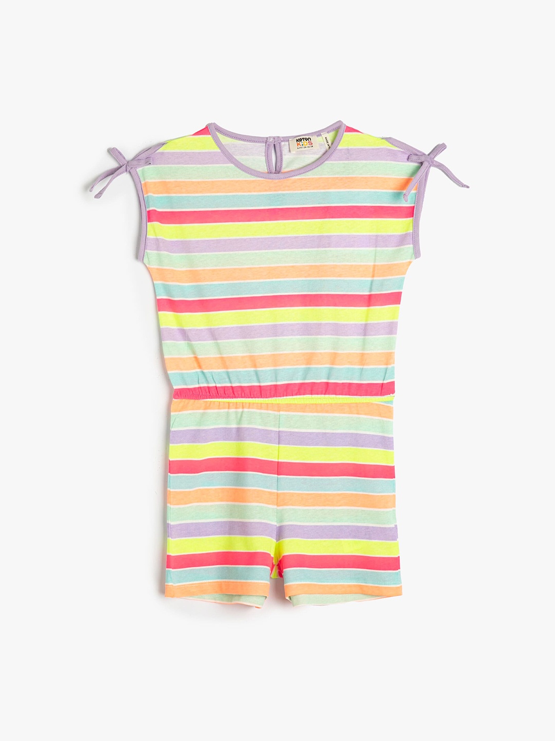 

Koton Girls Striped Pure Cotton Playsuit, Beige
