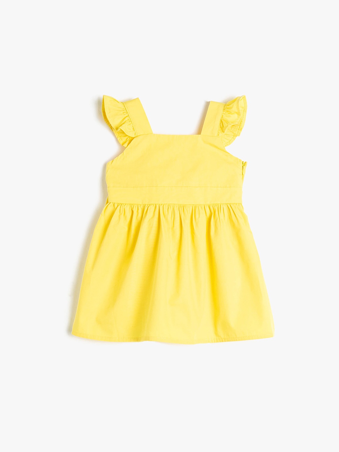 

Koton Girls Square Neck Cap Sleeves Pure Cotton Fit & Flare Dress, Yellow