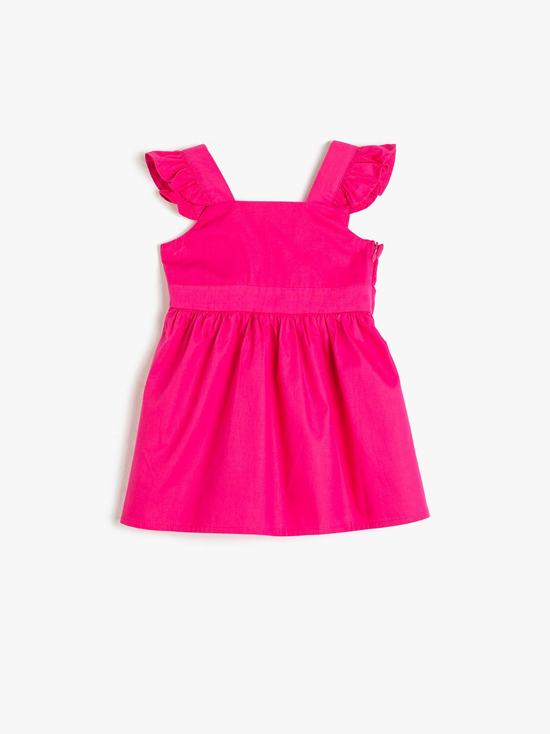 

Koton Infant Girls Flutter Sleeves Pure Cotton Fit & Flare Dress, Fuchsia