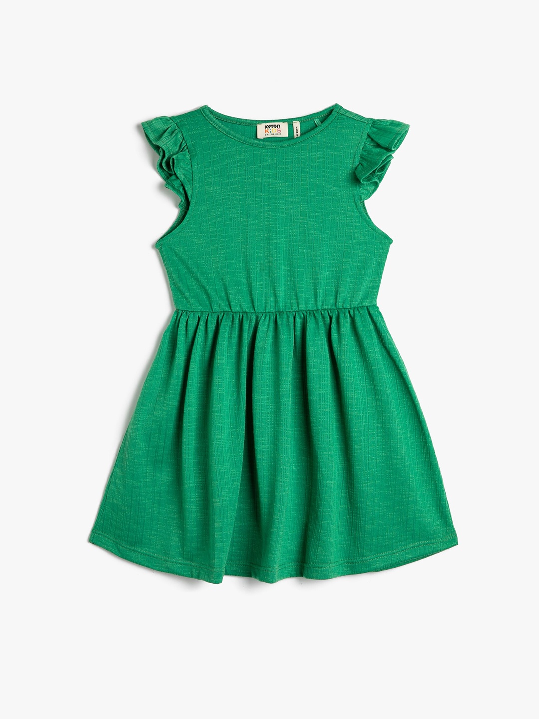 

Koton Girls Cap Sleeves Gathered Detailed Fit & Flare Dress, Green