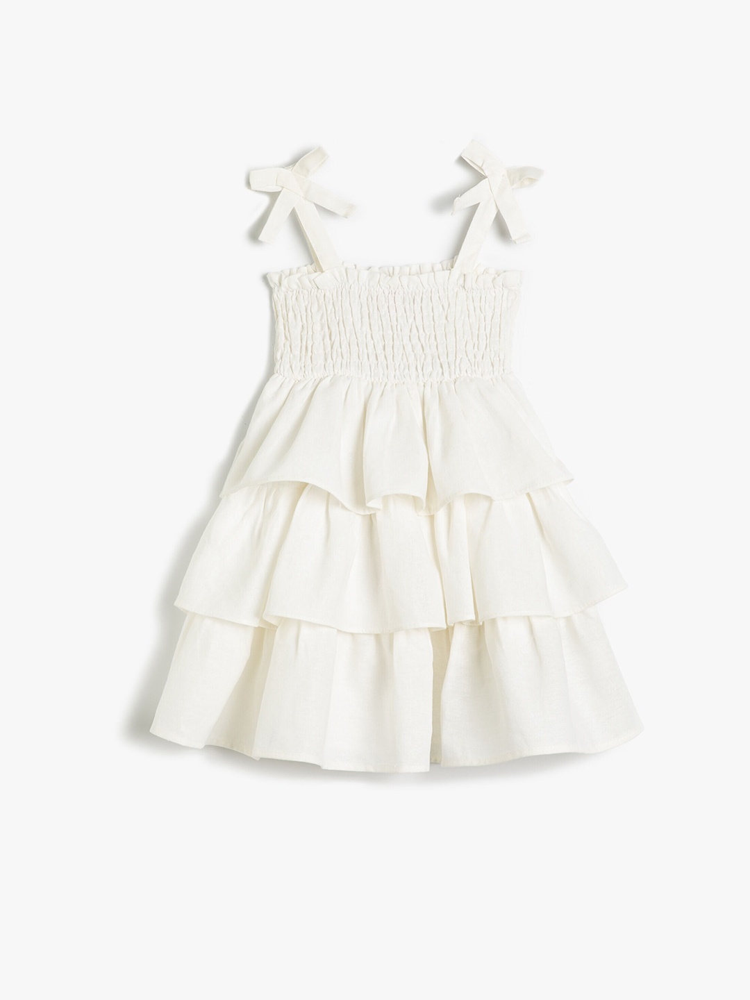 

Koton Girls Linen Fit & Flare Dress, White