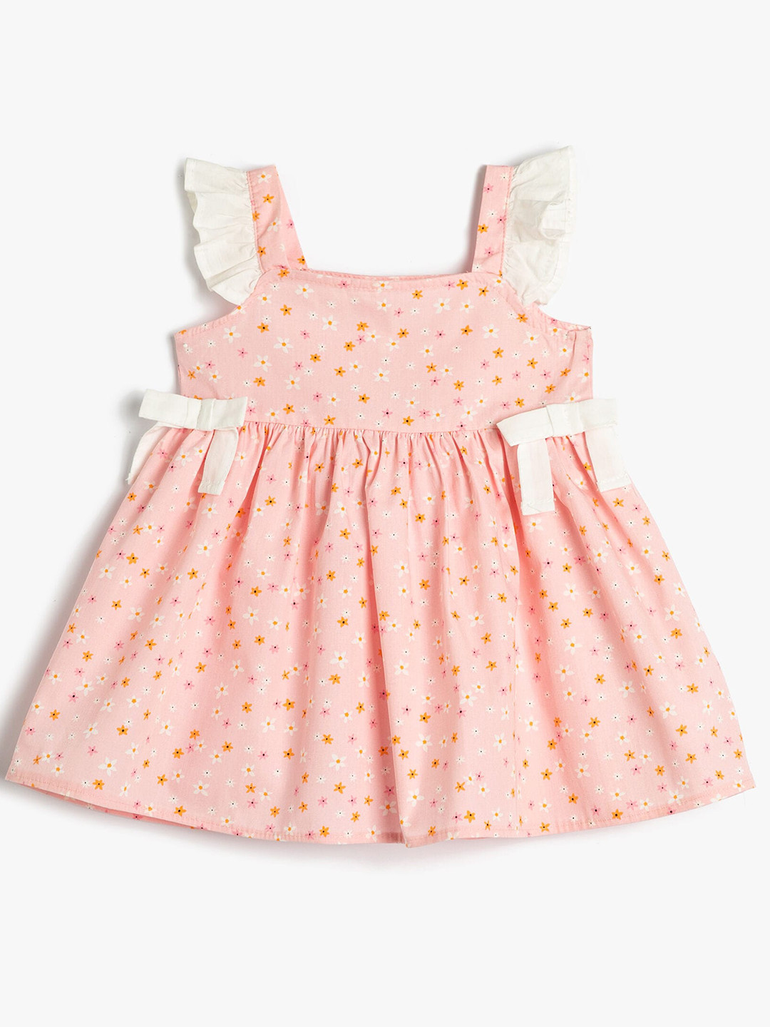 

Koton Girls Floral Printed Pure Cotton Fit and Flare Dress, Pink