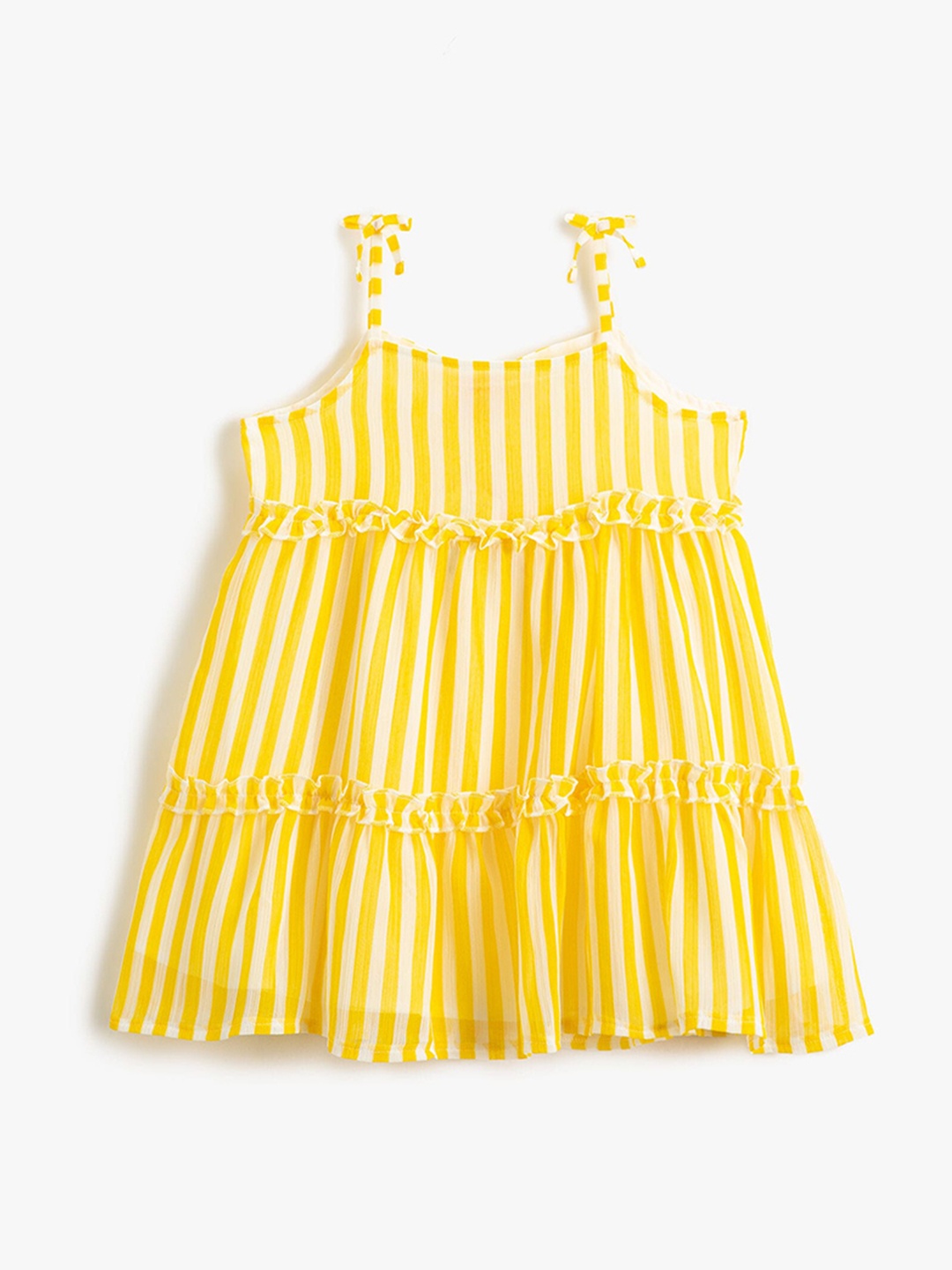 

Koton Infant Girls Striped Tiered A-Line Dress, Yellow