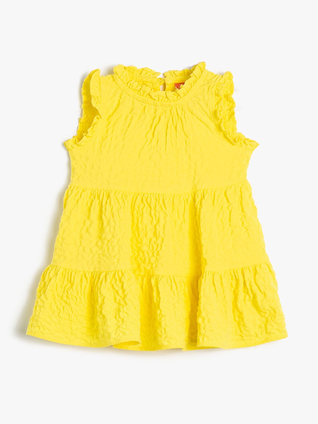 

Koton Girls High Neck Sleeveless Ruffled A-Line Dress, Yellow