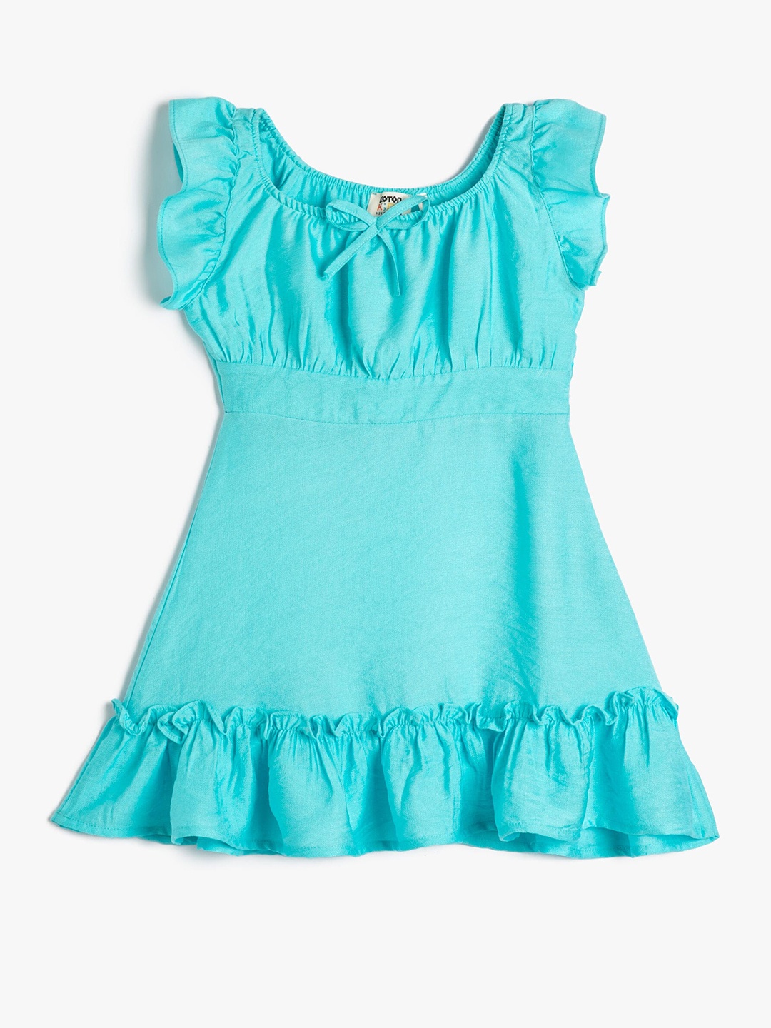 

Koton Girls Flutter Sleeve Bow A-Line Dress, Blue