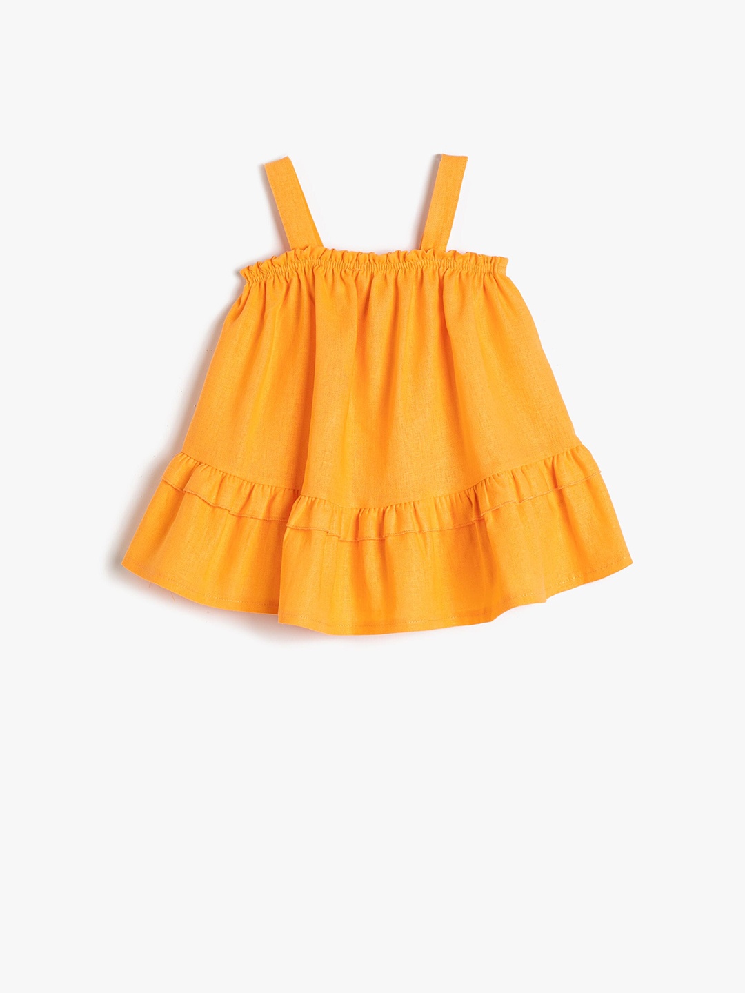 

Koton Girls Shoulder Straps Gathered Detailed A-Line Dress, Orange