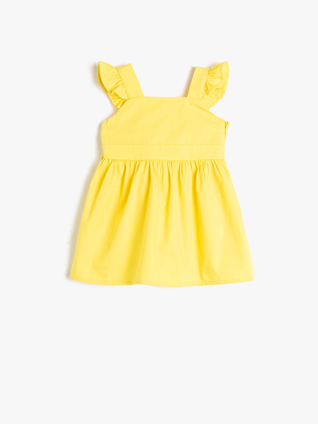 

Koton Girls Flutter Sleeves Pure Cotton Fit & Flare Dress, Yellow