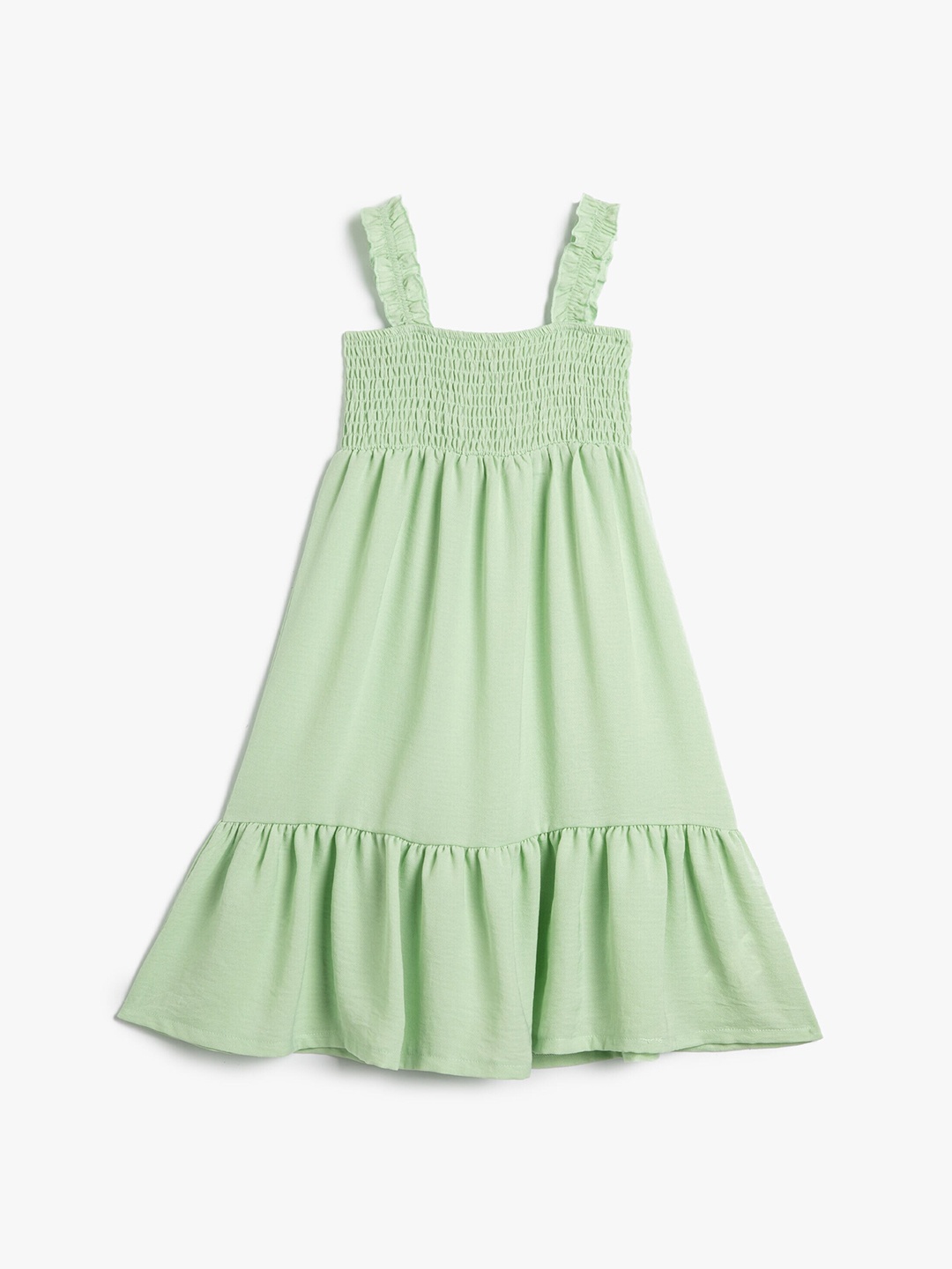 

Koton Girls Shoulder Straps Gathered Detailed Fit & Flare Dress, Green
