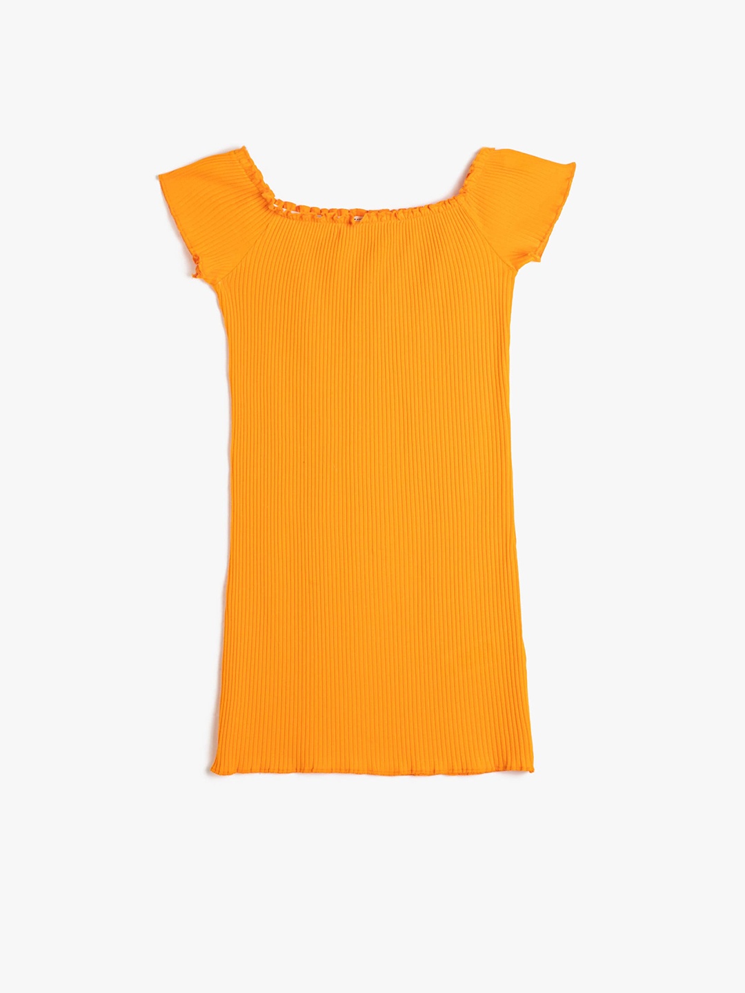 

Koton Girls Self Designed Square Neck Sheath Dress, Orange