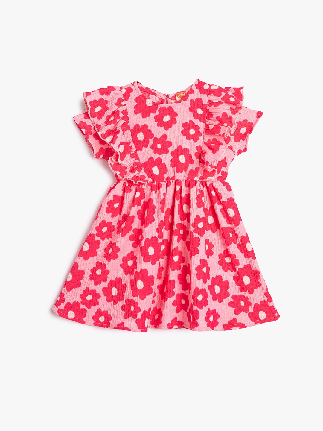 

Koton Girls Printed Flutter Sleeve Fit & Flare Dress, Pink