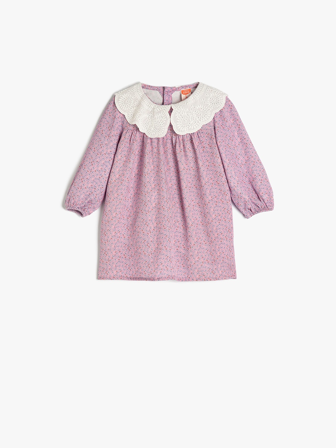 

Koton Girls Floral Printed Peter Pan Collar A-Line Dress, Pink