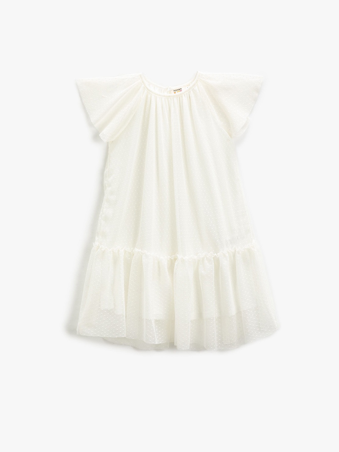 

Koton Girls Self Designed Extended Sleeves Drop-Waist Dress, Off white