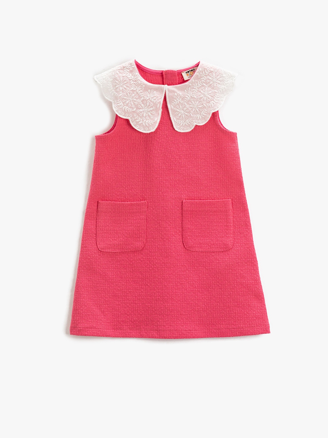 

Koton Girls Peter Pan Collar Sleeveless Pure Cotton A-Line Dress, Pink