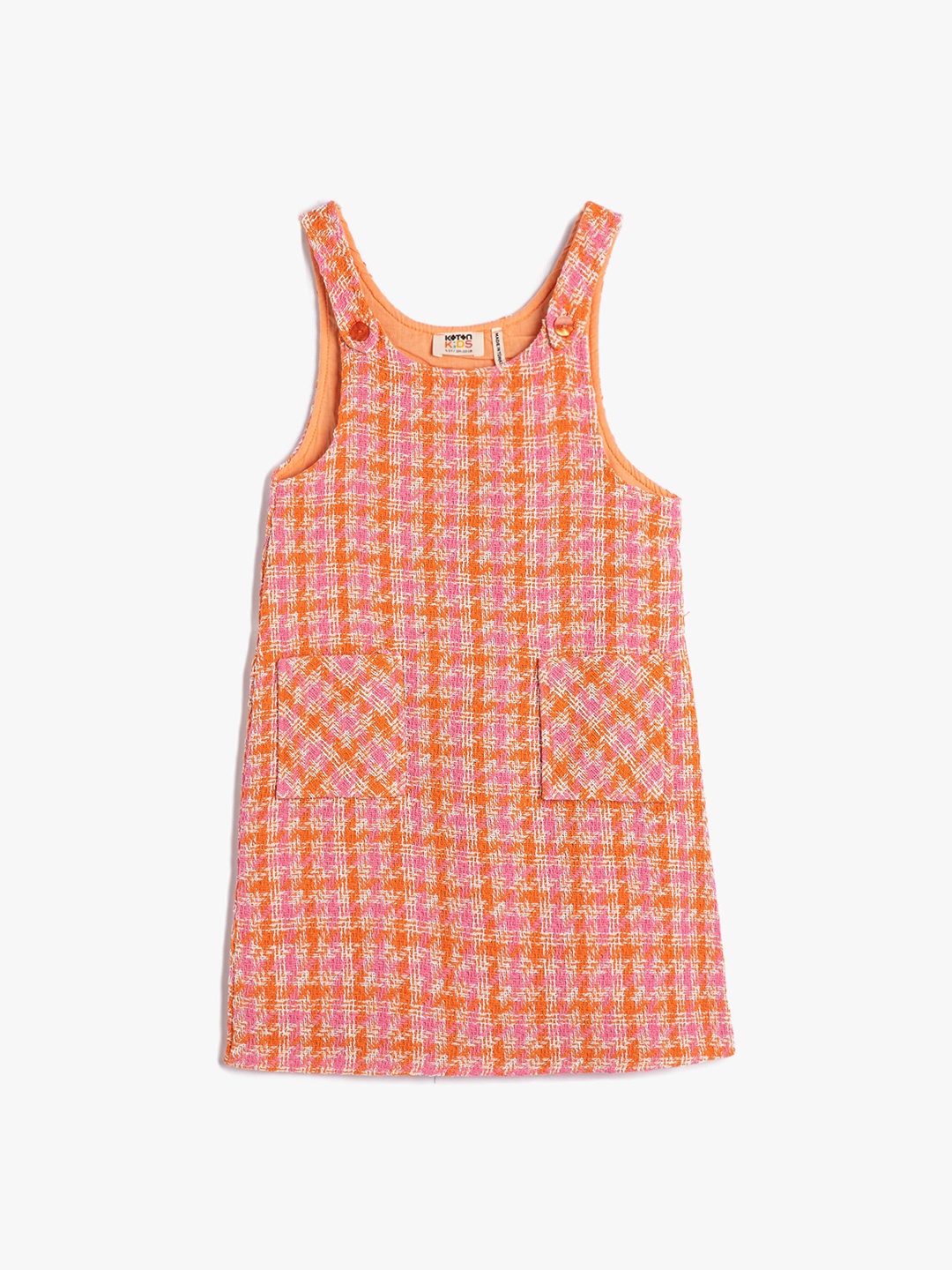 

Koton Girls Checked Shoulder Straps A-Line Dress, Peach