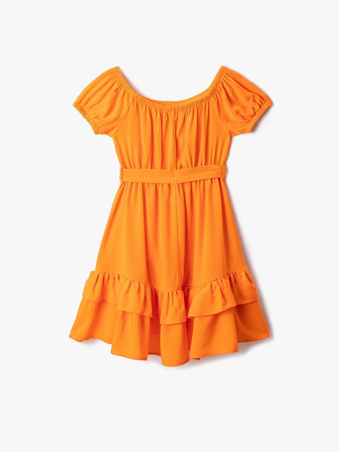 

Koton Girls Puff Sleeve Fit & Flare Dress, Orange