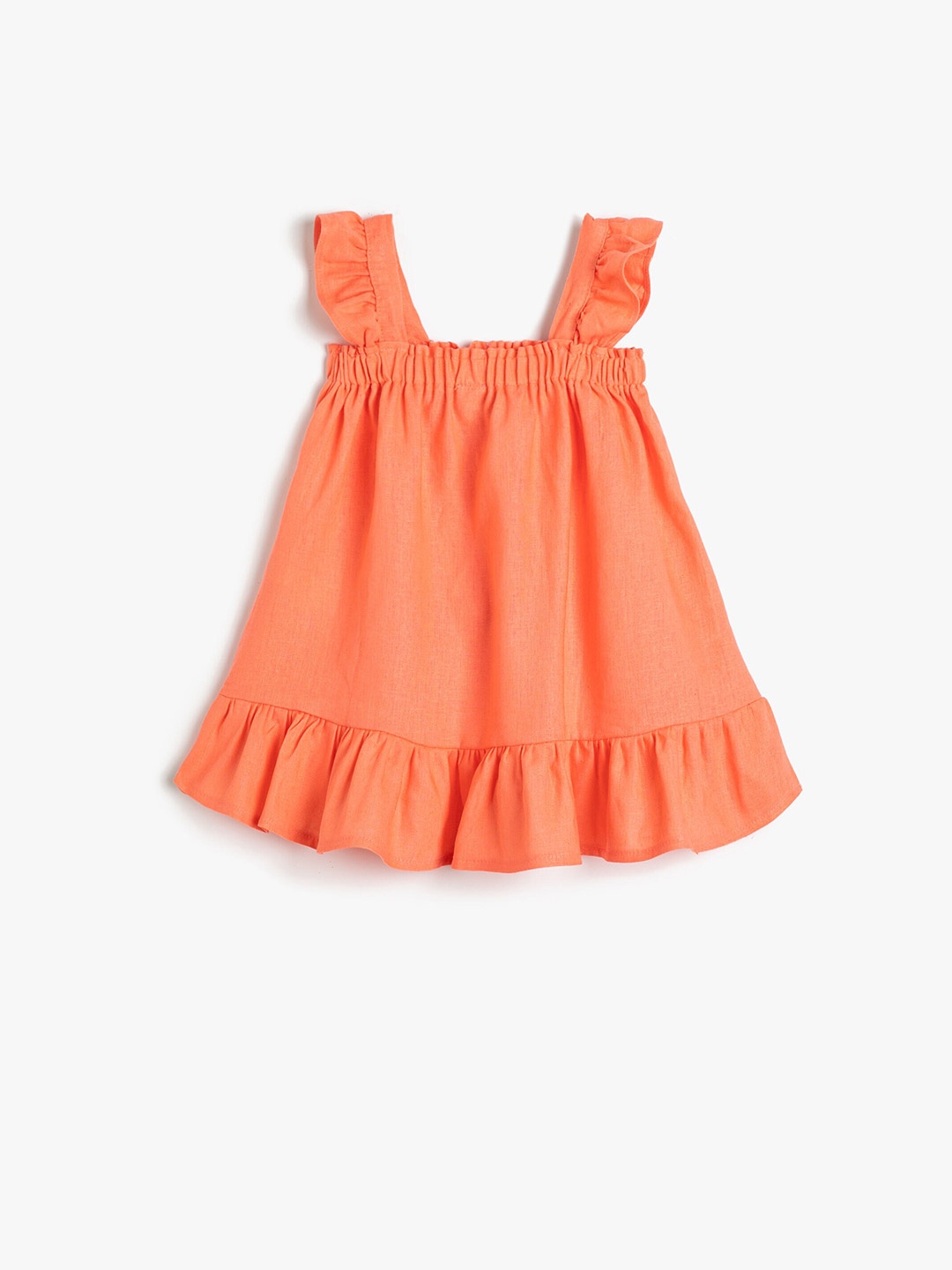 

Koton Girls Shoulder Straps Ruffles Detailed A-Line Dress, Orange