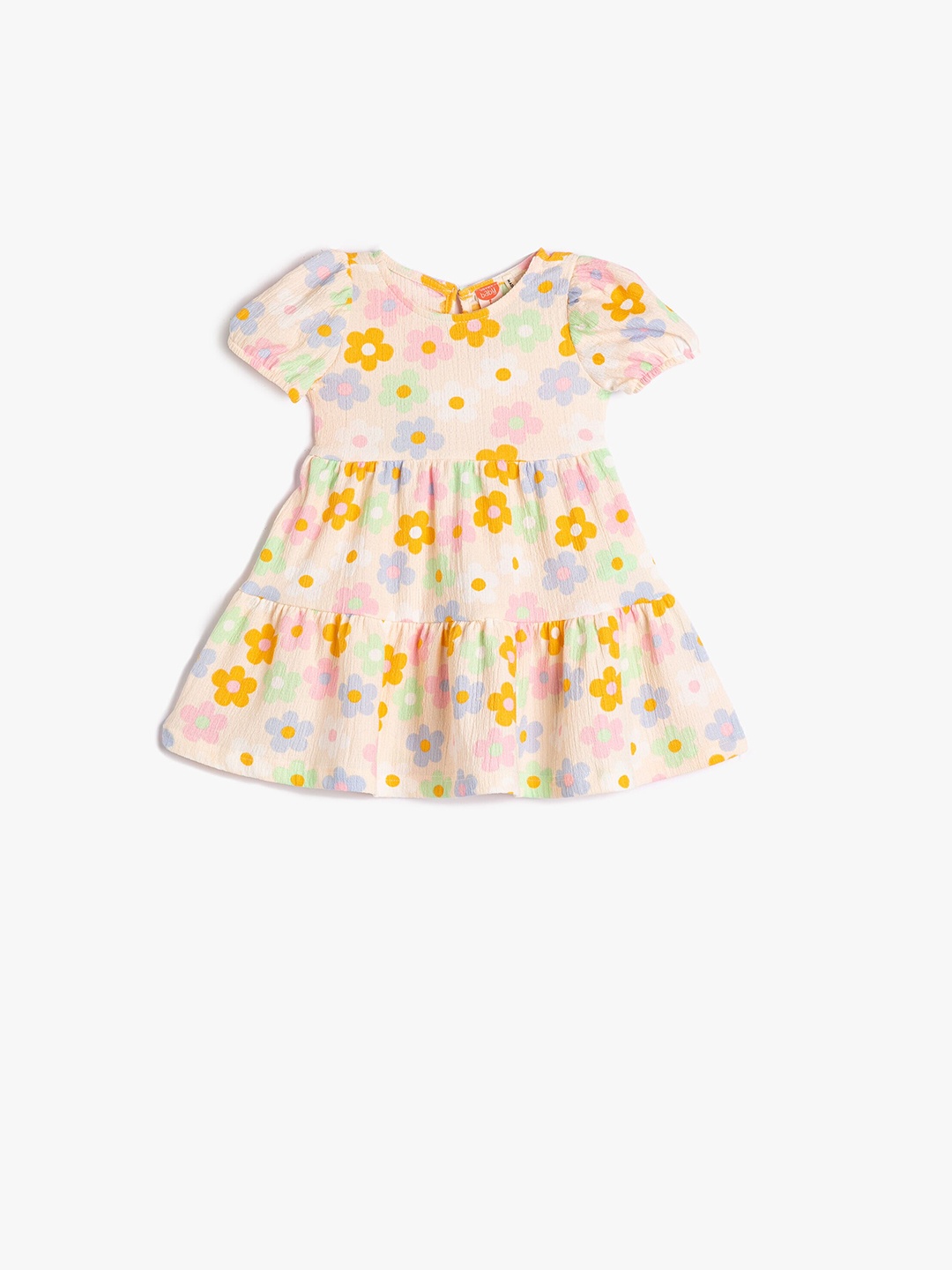 

Koton Girls Floral Printed Puff Sleeves Fit & Flare Dress, Beige