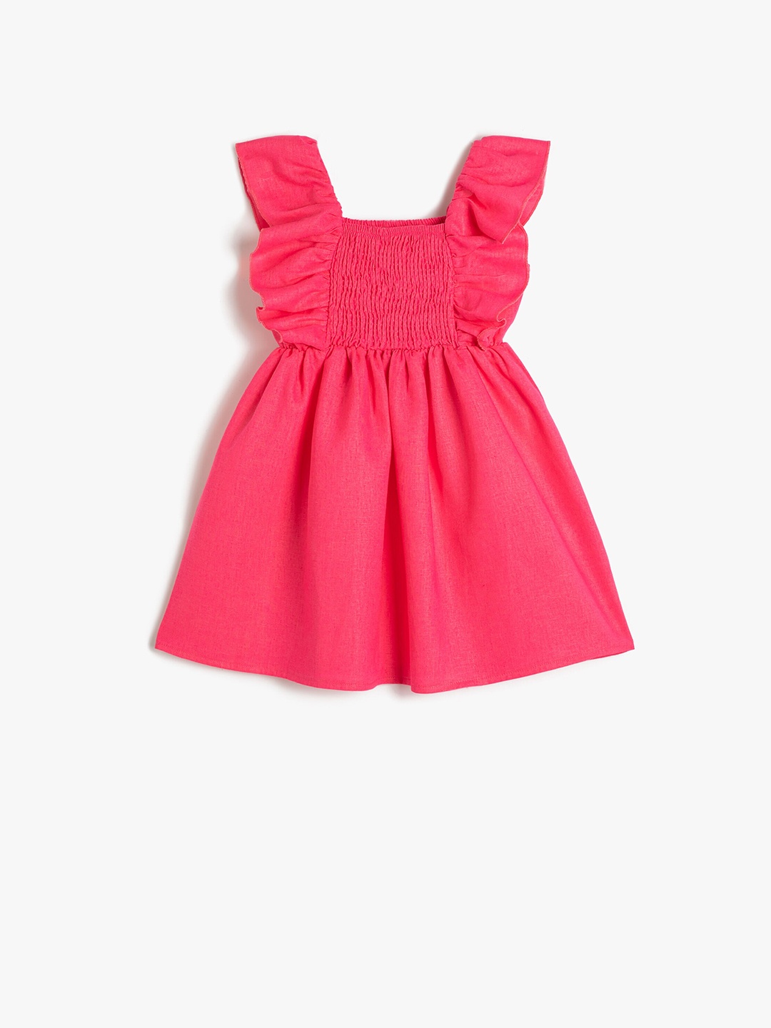 

Koton Shoulder Straps Linen Fit & Flare Dress, Pink
