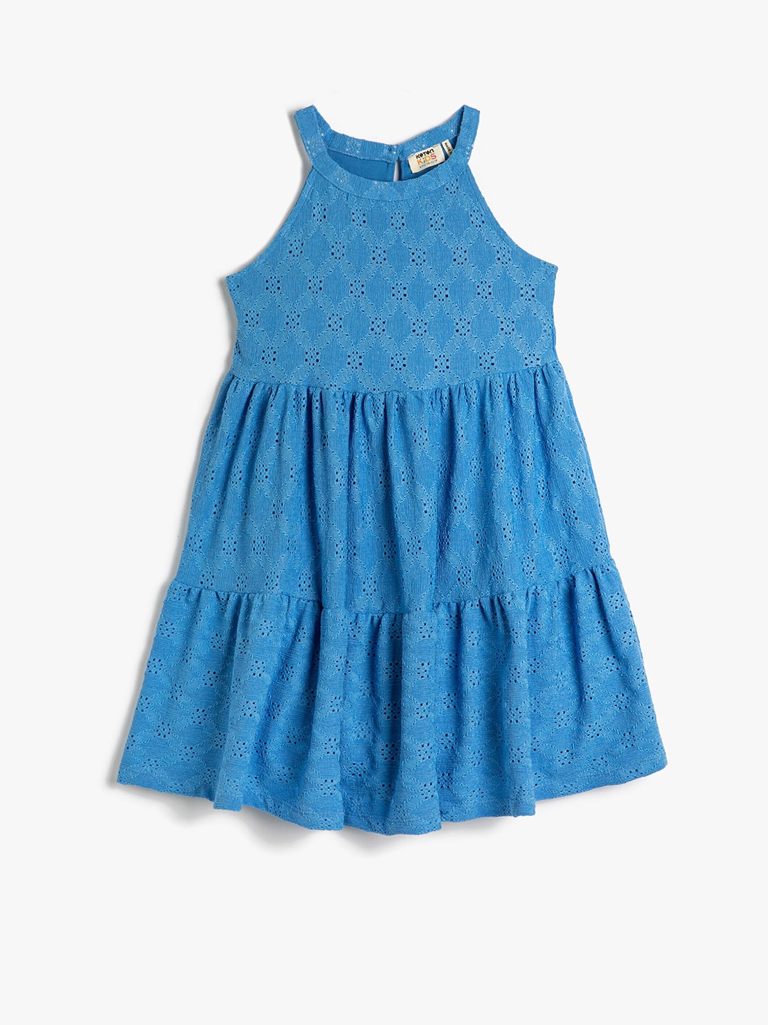 

Koton Girls Self Design Sleeveless Schiffli Pure Cotton Fit and Flare Dress, Blue