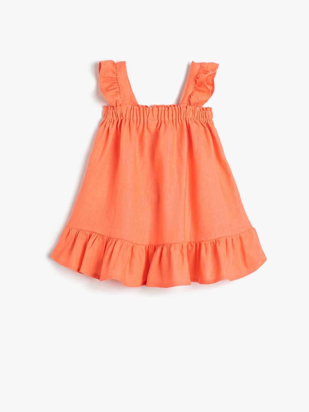 

Koton Infants Shoulder Straps Ruffles Detailed A-Line Dress, Orange