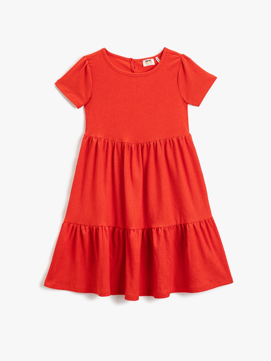 

Koton Girls Round Neck Fit & Flare Dress, Red