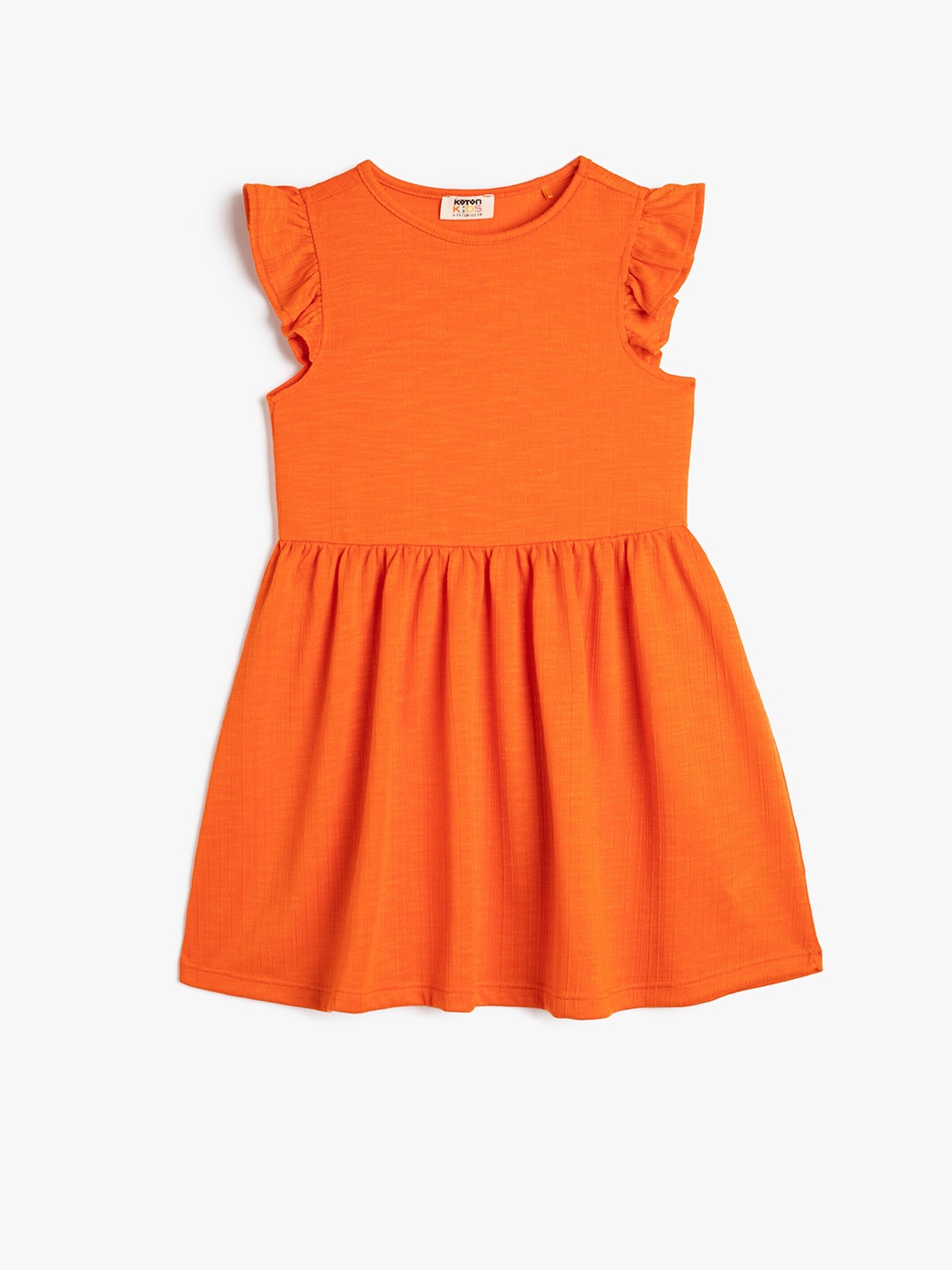 

Koton Girls Cap Sleeves Gathered Fit & Flare Dress, Orange