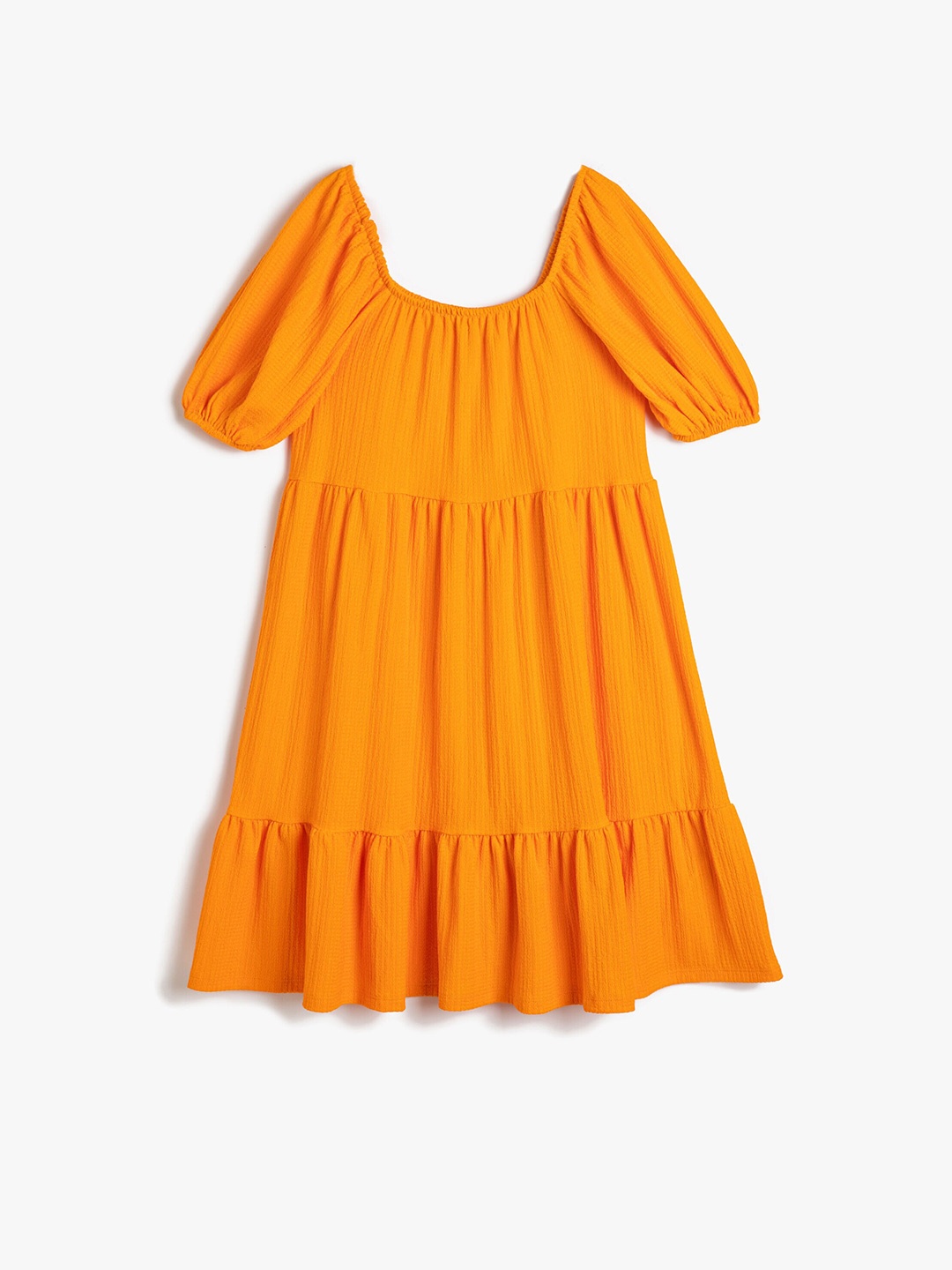 

Koton Girls Puff Sleeve Fit & Flare Dress, Orange