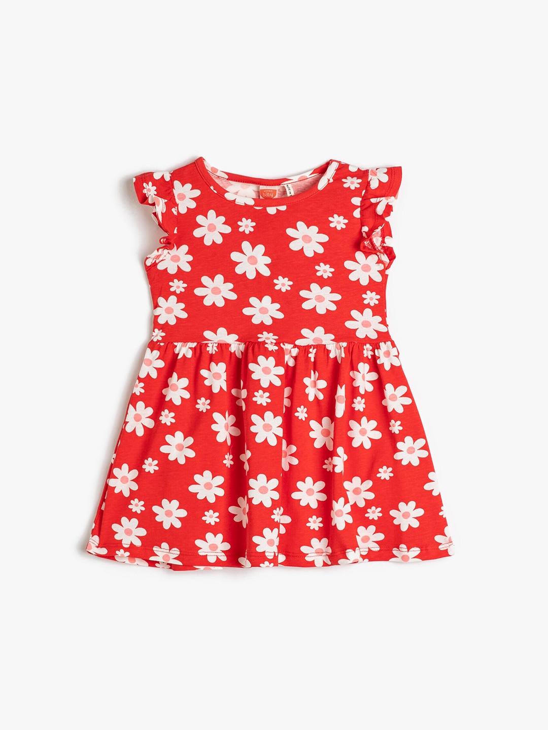 

Koton Infants Floral Printed Cap Sleeves Gathered Detailed Fit & Flare Dress, Red