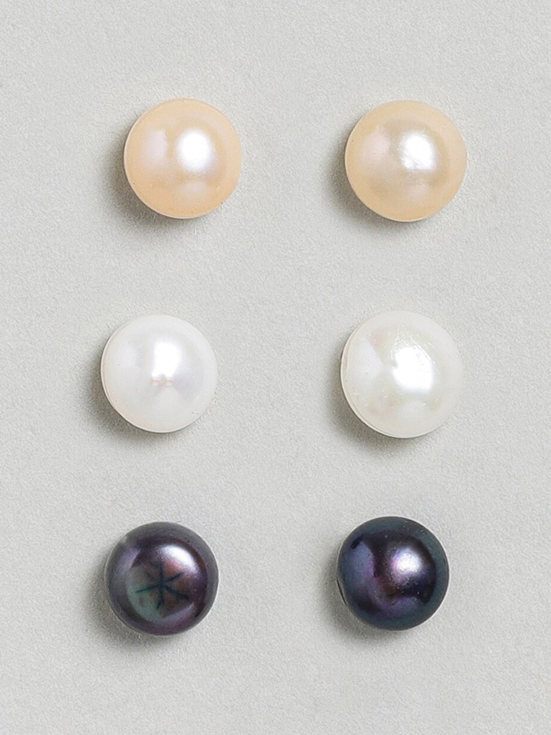 

EL REGALO Set of 3 Contemporary Studs Earrings, Rose gold