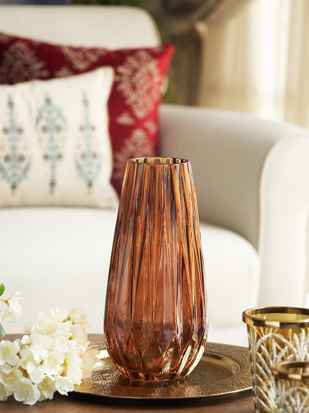 

Pure Home and Living Brown Diamond Textured Glass Vase