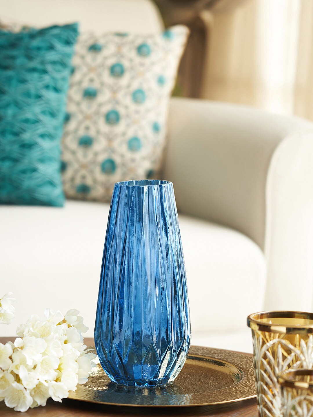 

Pure Home and Living Blue Textured Glass Vase