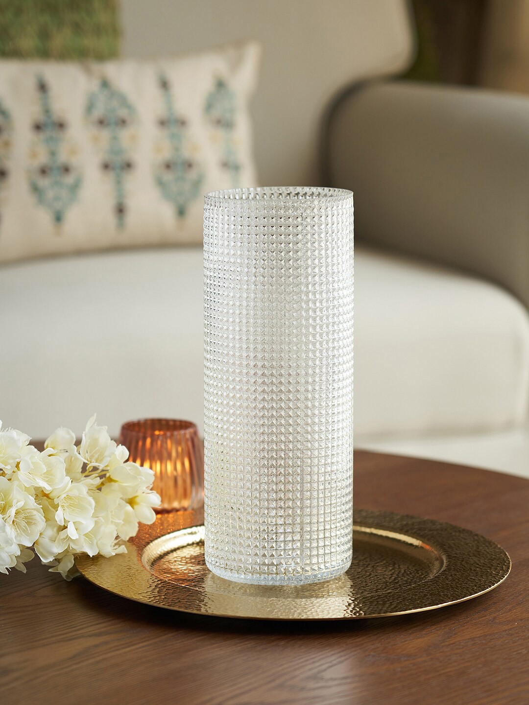 

Pure Home and Living Transparent Textured Glass Vases