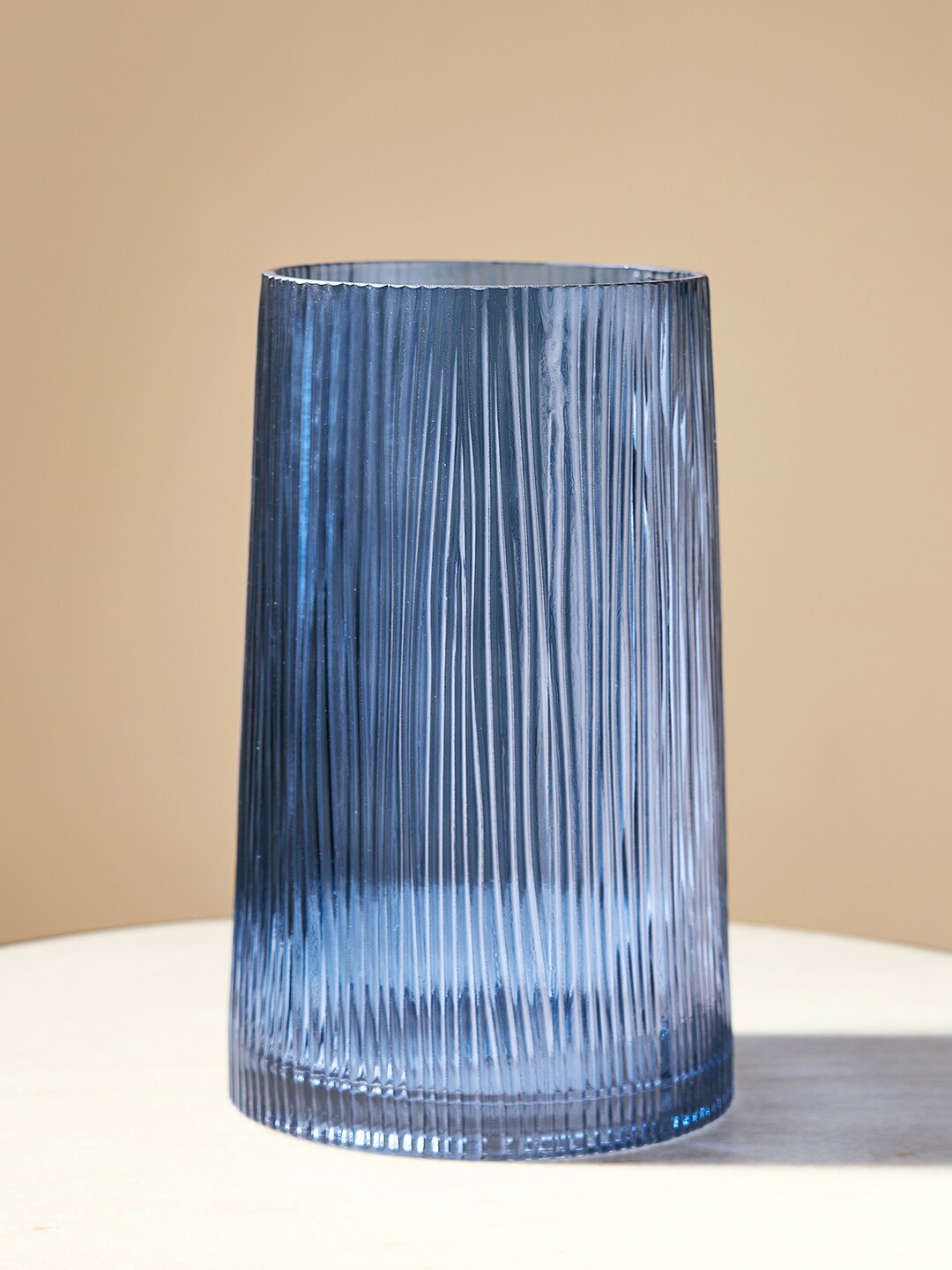 

Pure Home and Living Blue Ribbed Glass Vase