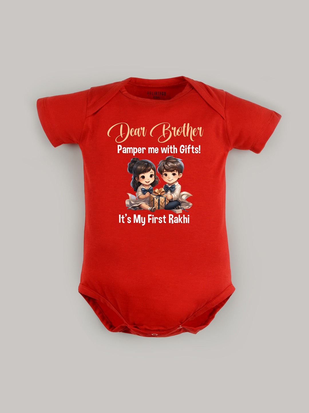 

FFLIRTYGO Kids Typography Printed Cotton Bodysuit, Red