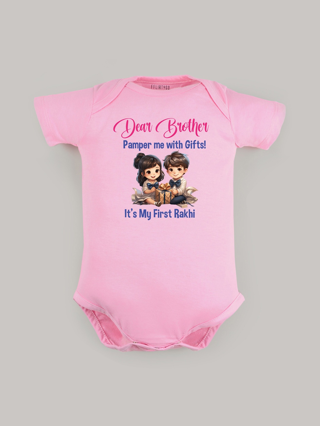 

FFLIRTYGO Infants Kids Printed Pure Cotton Bodysuit, Pink