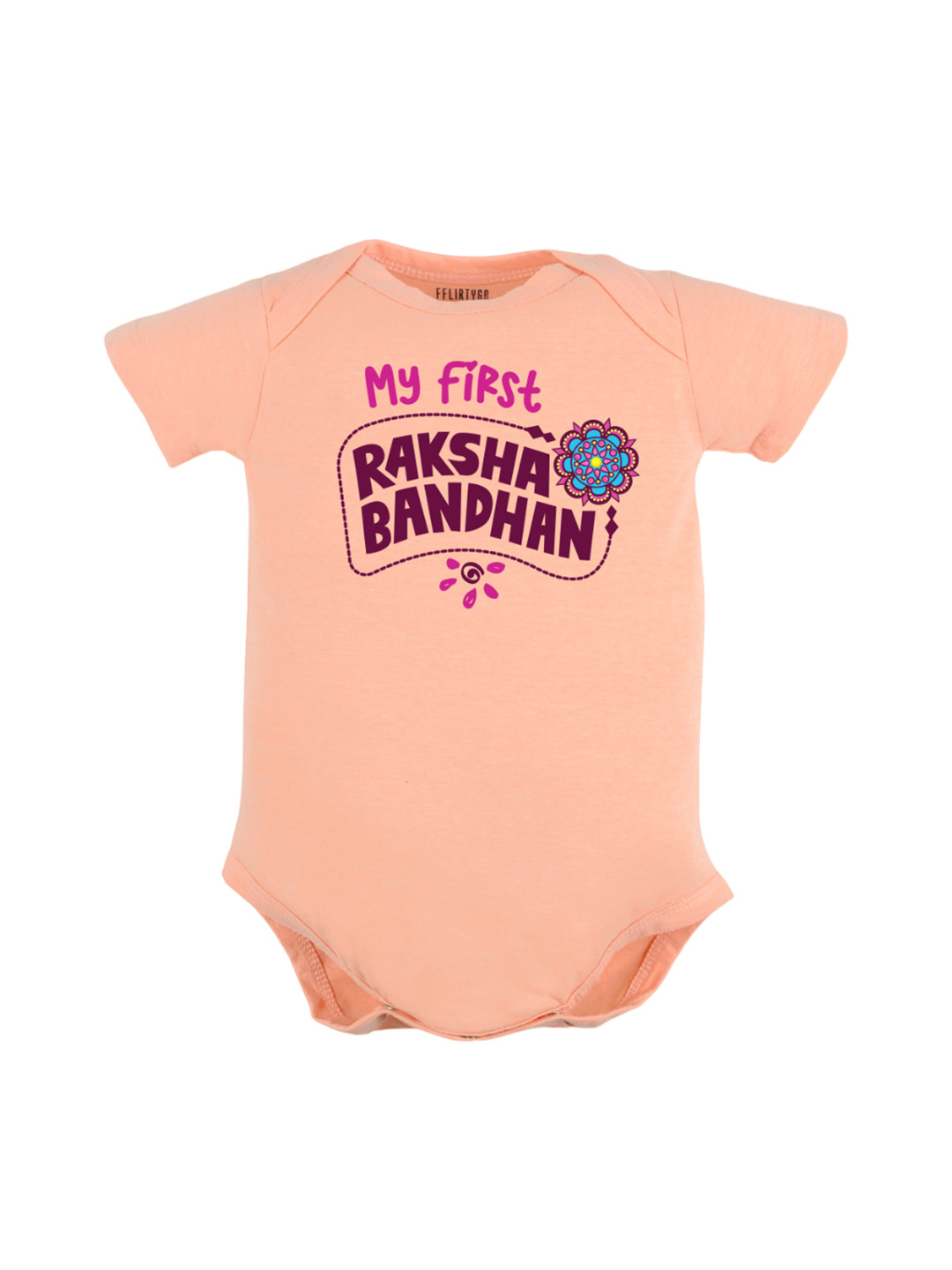 

FFLIRTYGO Infants Kids Printed Pure Cotton Bodysuit, Peach