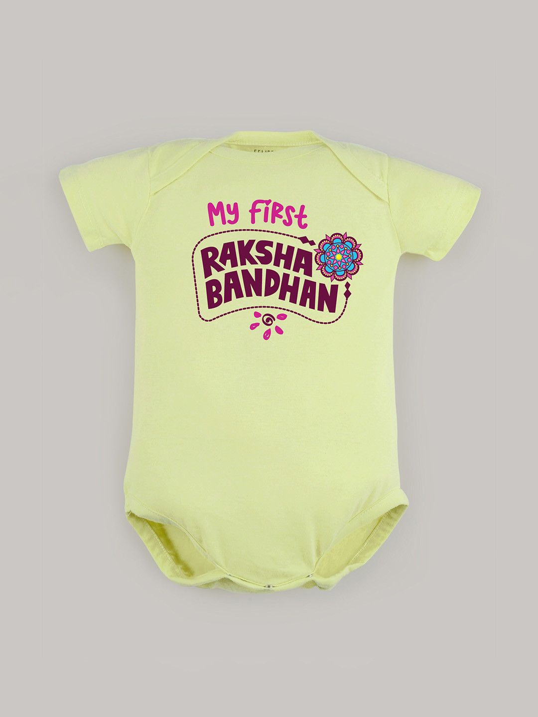 

FFLIRTYGO Infant Kids Typography Printed Pure Cotton Rakhi Special Bodysuit, Green