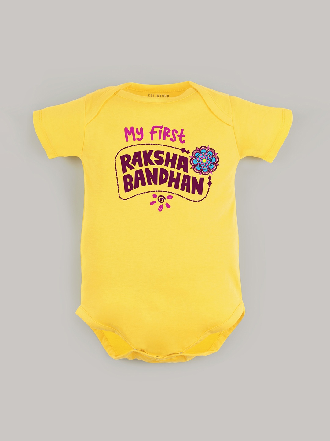 

FFLIRTYGO Infants Kids Printed Pure Cotton Bodysuit, Yellow